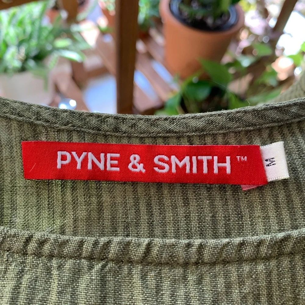 Pyne and Smith Linen Shift Dress in Fern Stripe, size Medium - Picture 5 of 9